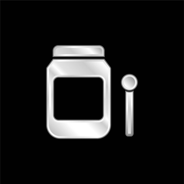 Icône métallique argentée Baby Food - Vecteur, image