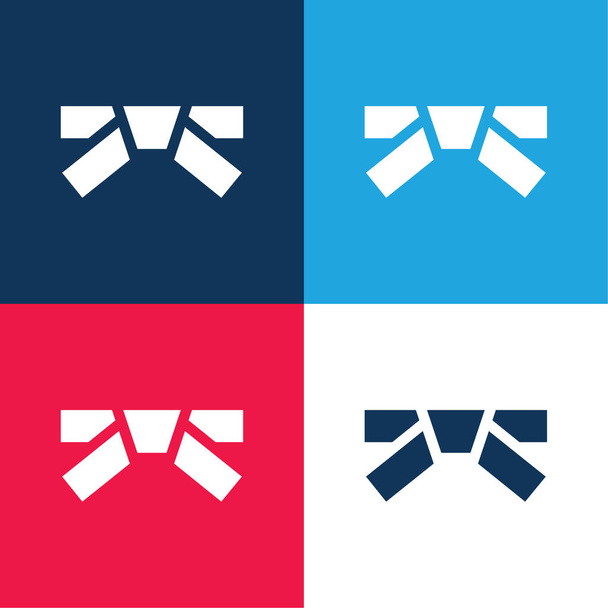 Cinturón azul y rojo conjunto de iconos mínimo de cuatro colores - Vector, imagen
