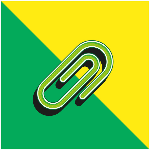 Adjuntar verde y amarillo moderno logotipo icono del vector 3d - Vector, Imagen