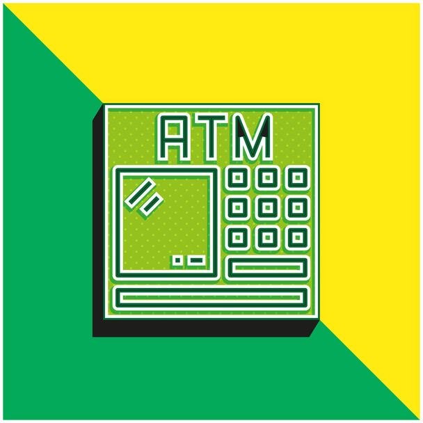 ATM Logo icona vettoriale 3D moderna verde e gialla - Vettoriali, immagini