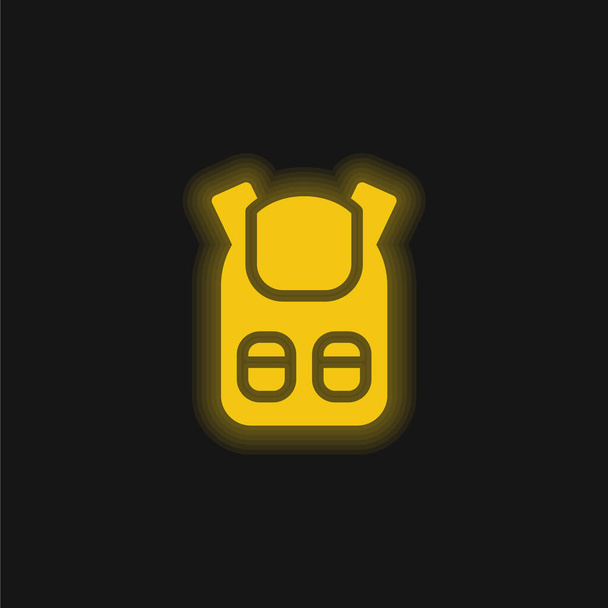 Book Bag With Pockets yellow glowing neon icon - Vector, Image