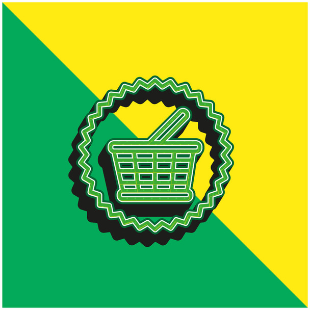 Warenkorb Kommerzielles Symbol Grünes und gelbes modernes 3D-Vektorsymbol-Logo - Vektor, Bild