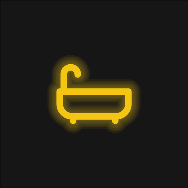 Icona al neon luminoso giallo vasca da bagno - Vettoriali, immagini