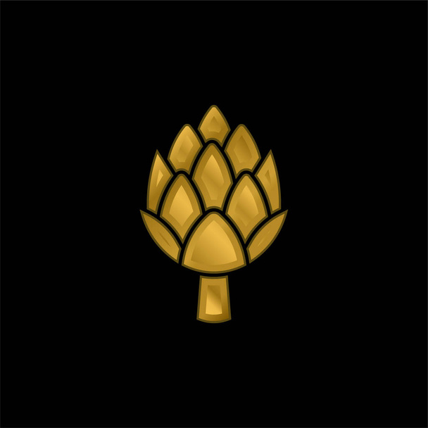 Alcachofa chapado en oro icono metálico o logo vector - Vector, imagen