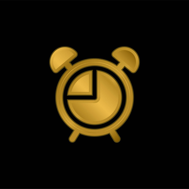 Reloj despertador chapado en oro icono metálico o logo vector - Vector, imagen