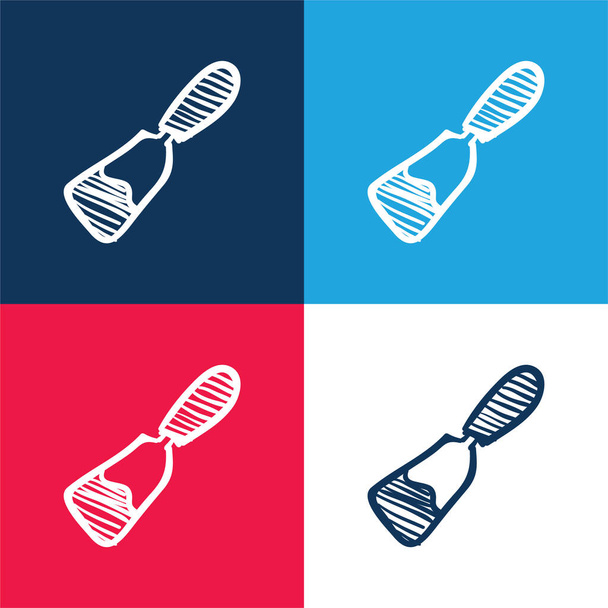 Blade Hand Drawn Construction Tool blue and red four color minimal icon set - Vector, Image