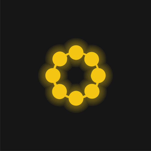 Bead κίτρινο λαμπερό νέον εικονίδιο - Διάνυσμα, εικόνα