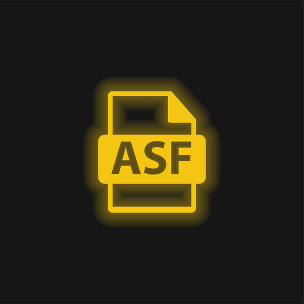 Asf File Format Símbolo amarelo brilhante ícone de néon - Vetor, Imagem