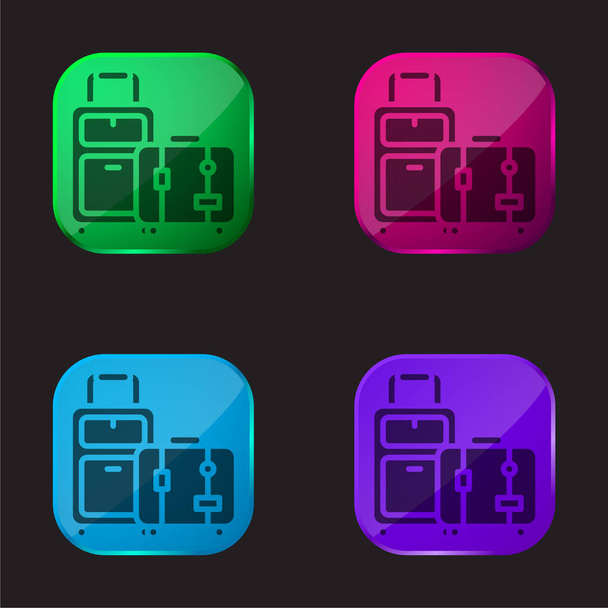 Çantalar dört renkli cam düğme simgesi - Vektör, Görsel