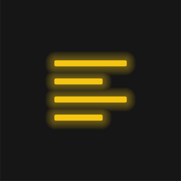 Alinear amarillo izquierdo brillante icono de neón - Vector, Imagen