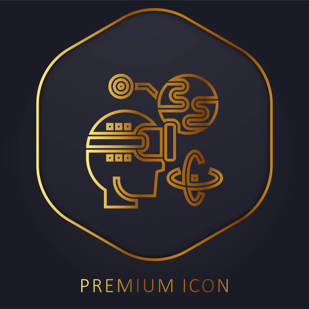 Augmented Reality golden line premium logo or icon - Vector, Image
