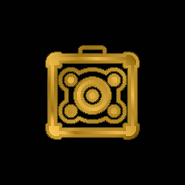 Amplificador banhado a ouro ícone metálico ou vetor logotipo - Vetor, Imagem