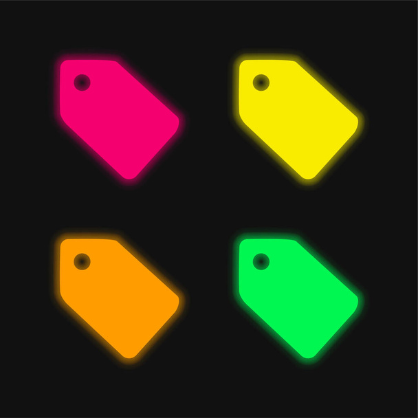 Ετικέτα τεσσάρων χρωμάτων λαμπερό εικονίδιο διάνυσμα νέον - Διάνυσμα, εικόνα