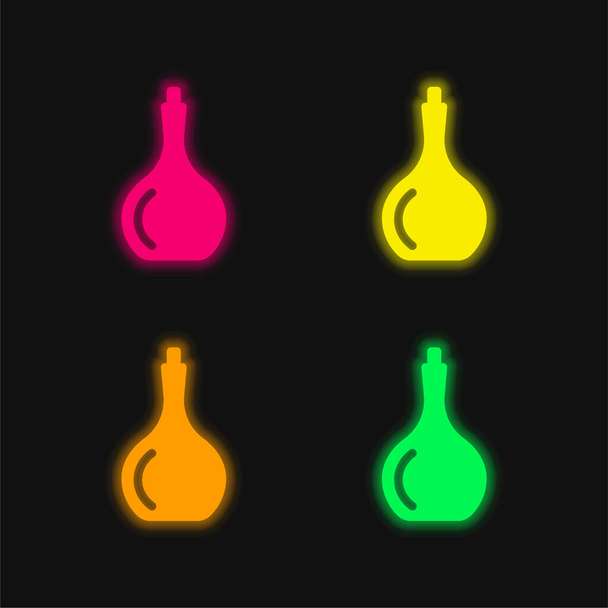 Big Bottle four color glowing neon vector icon - Vector, Image