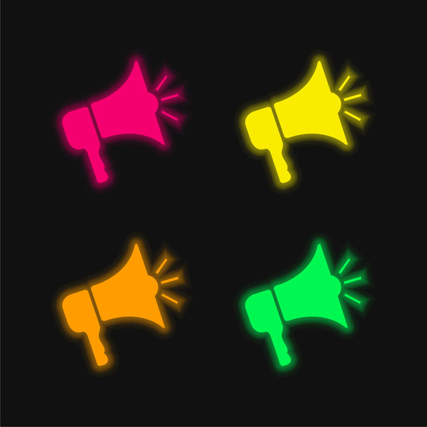 Versterker vier kleuren gloeiende neon vector icoon - Vector, afbeelding