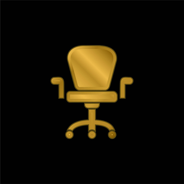 Sillón con ruedas de muebles de estudio chapado en oro icono metálico o logo vector - Vector, Imagen