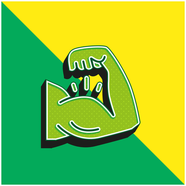 ボディビルディング緑と黄色の現代的な3Dベクトルアイコンのロゴ - ベクター画像