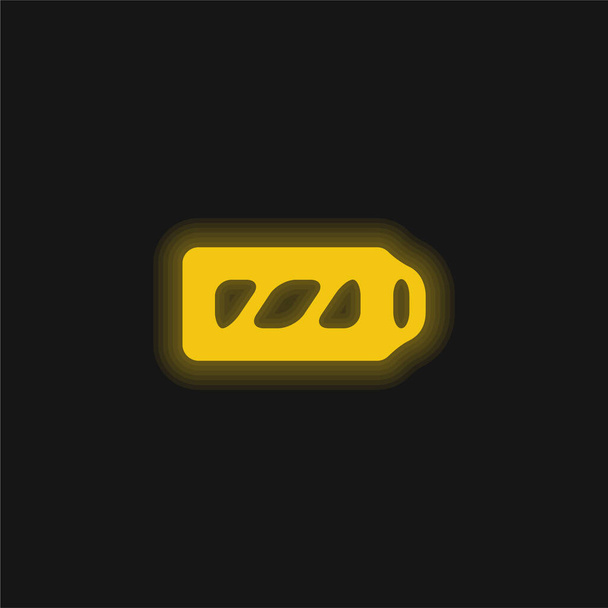 Akku Täysi keltainen hehkuva neon kuvake - Vektori, kuva
