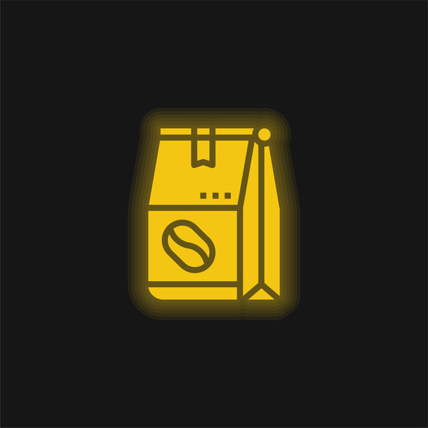 Bean yellow glowing neon icon - Vector, Image