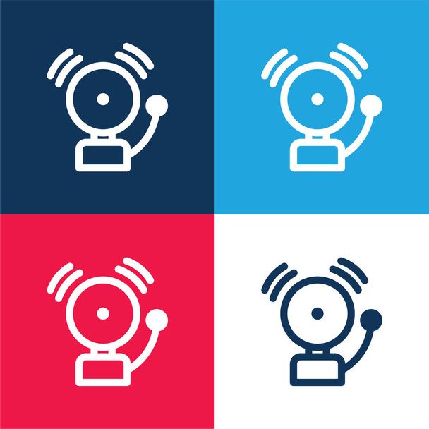 Set di icone minimali a quattro colori blu e rosso allarme - Vettoriali, immagini