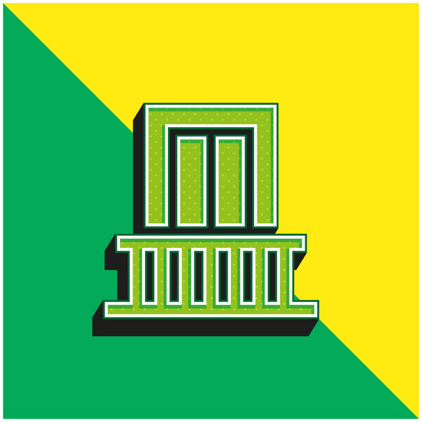 Varanda Verde e amarelo moderno logotipo vetor 3d ícone - Vetor, Imagem