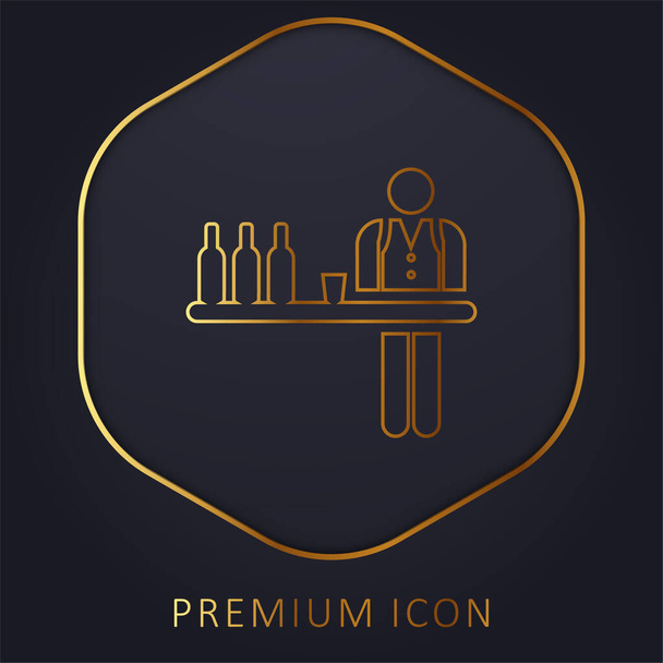 Barman χρυσό λογότυπο γραμμή πριμοδότηση ή εικονίδιο - Διάνυσμα, εικόνα