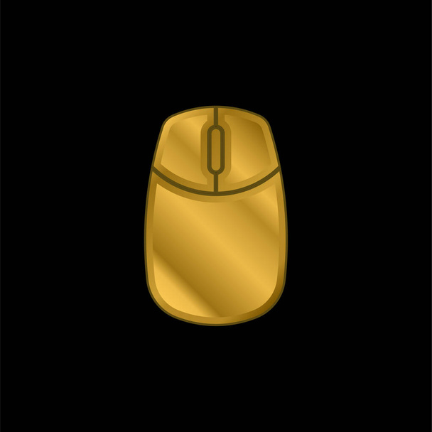 Big Computer Mouse chapado en oro icono metálico o vector de logotipo - Vector, Imagen