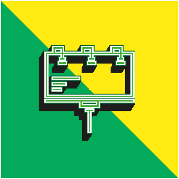 Billboard verde y amarillo moderno vector 3d icono del logotipo - Vector, imagen