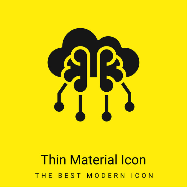 Brain minimal bright yellow material icon - Vector, Image