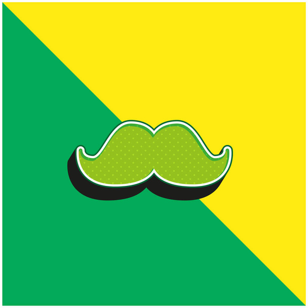Big Moustache Zielone i żółte nowoczesne logo wektora 3D - Wektor, obraz