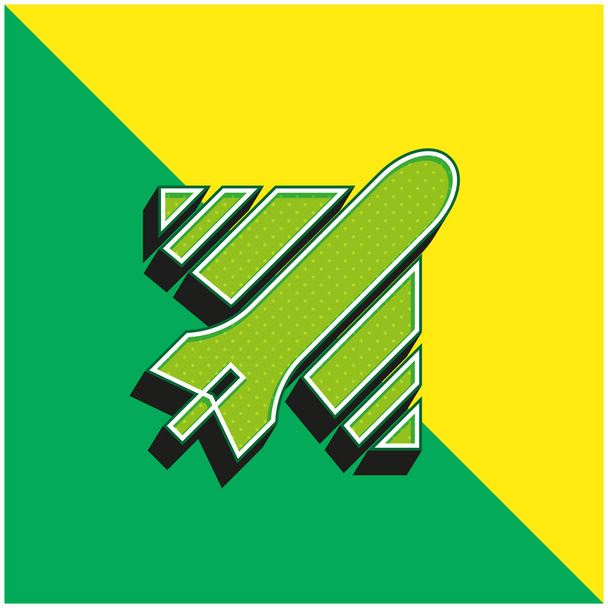 Vliegtuig Groen en geel modern 3D vector icoon logo - Vector, afbeelding