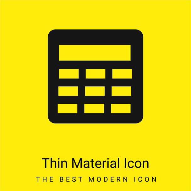 Grande calculatrice minime icône de matériau jaune vif - Vecteur, image