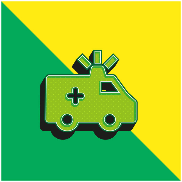 Mentőautó Zöld és sárga modern 3D vektor ikon logó - Vektor, kép