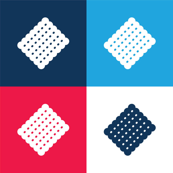 Biscuit azul y rojo de cuatro colores mínimo icono conjunto - Vector, Imagen