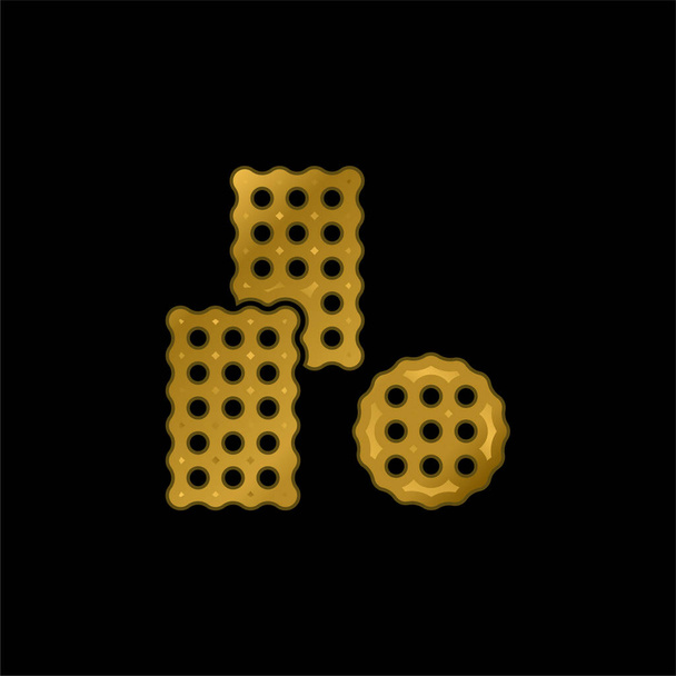 Biscoito banhado a ouro ícone metálico ou vetor logotipo - Vetor, Imagem