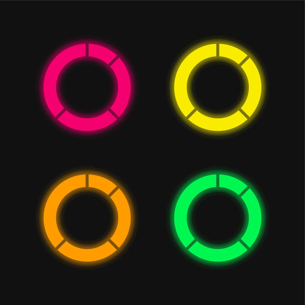 Análisis de cuatro colores brillante icono de vectores de neón - Vector, imagen
