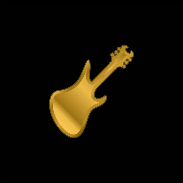 Baixo Guitarra Preto Silhueta banhado a ouro ícone metálico ou vetor logotipo - Vetor, Imagem