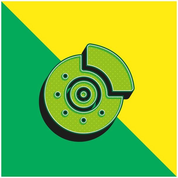 Φρένο Πράσινο και κίτρινο σύγχρονο 3d διάνυσμα εικονίδιο λογότυπο - Διάνυσμα, εικόνα