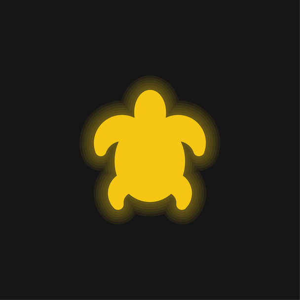 Iso kilpikonna keltainen hehkuva neon kuvake - Vektori, kuva