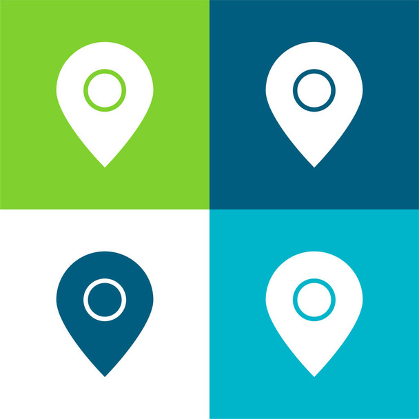 Big Map Locator Lapos négy szín minimális ikon készlet - Vektor, kép