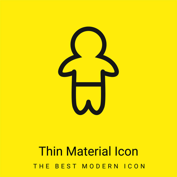 Baby Standing Outline With Pants minimal bright yellow material icon - Vector, Image