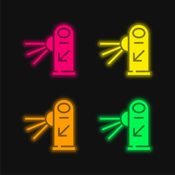 Barrera de cuatro colores brillante icono de vectores de neón - Vector, Imagen