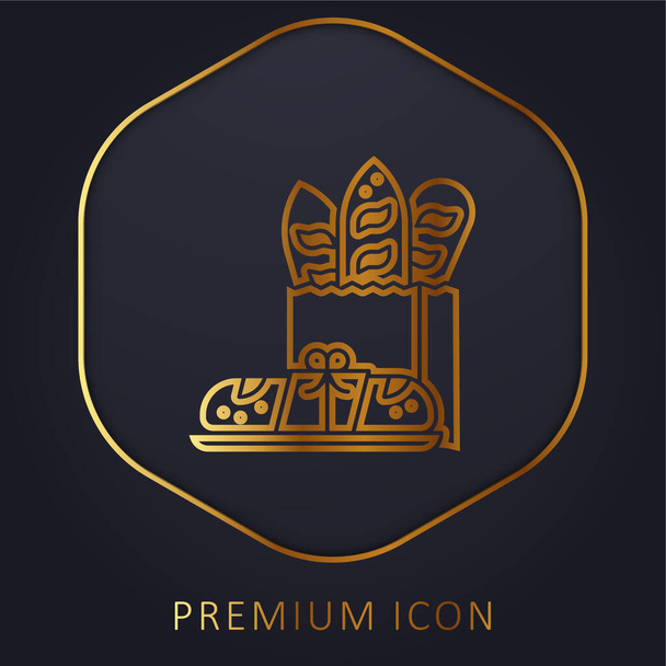 Baguette golden line premium logo or icon - Vector, Image