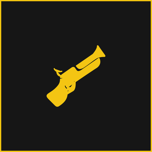 ブランダーバス銃黄色の輝くネオンアイコン - ベクター画像