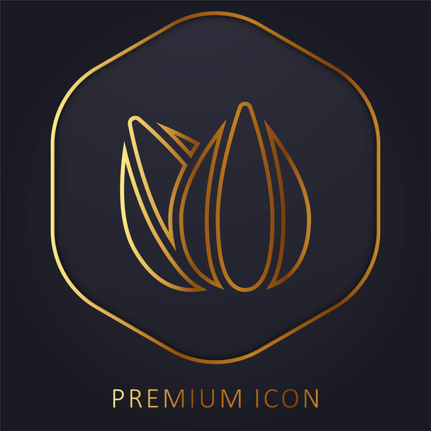 Almond golden line premium logo or icon - Vector, Image
