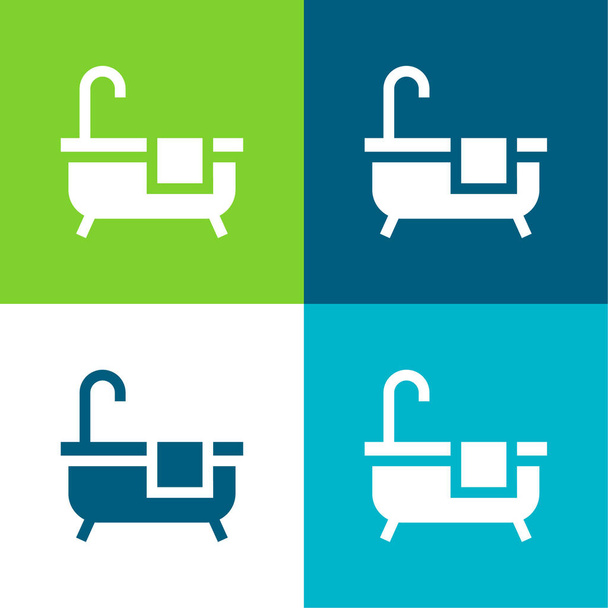 Banho Plano quatro cores conjunto de ícones mínimos - Vetor, Imagem