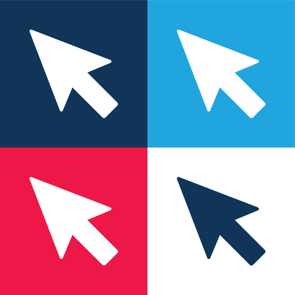 Strzałka Pointer niebieski i czerwony zestaw czterech kolorów minimalny zestaw ikon - Wektor, obraz