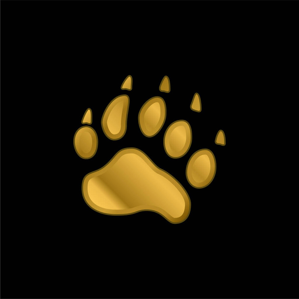 Bear Pawprint gold plated metalic icon or logo vector - Vector, Image