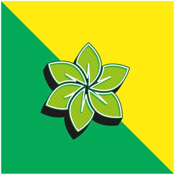 Grande flor verde e amarelo moderno logotipo vetor 3d ícone - Vetor, Imagem