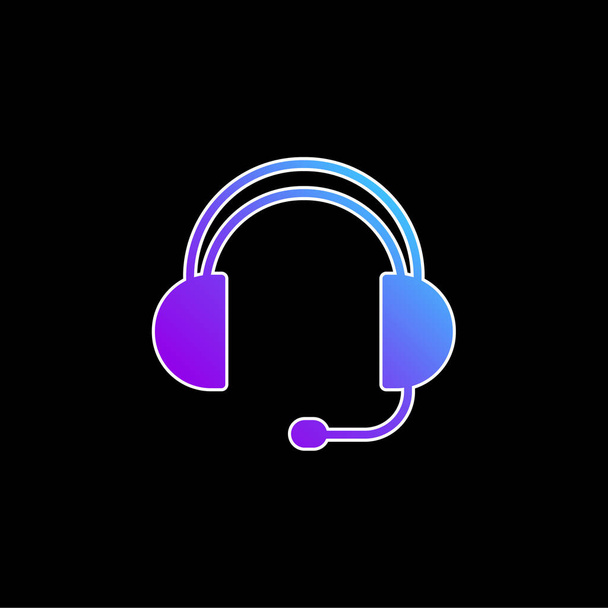 Aeroporto Headphones ícone vetor gradiente azul - Vetor, Imagem